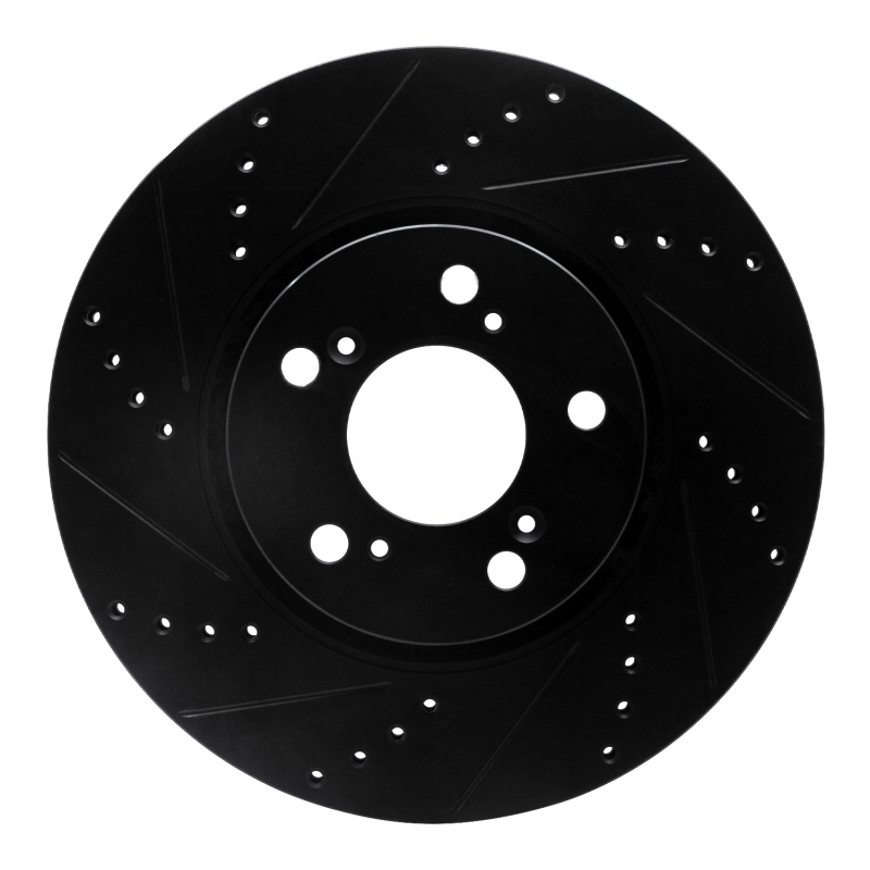 Acura RLX Brake Rotor (1) - Front Left - R1 Concepts - Drilled & Slotted - Black - `14-`20